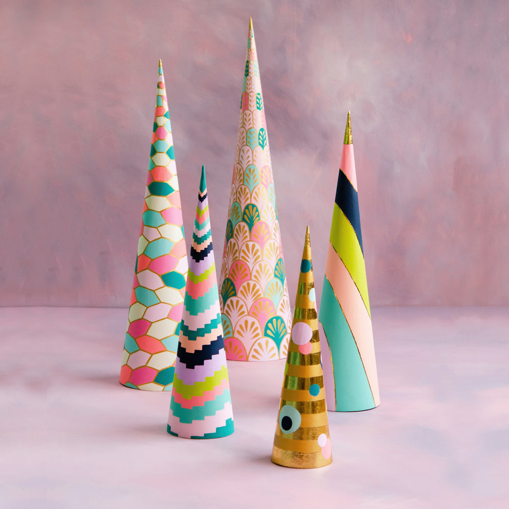 House of Glitter Cones Trees, Set of 5