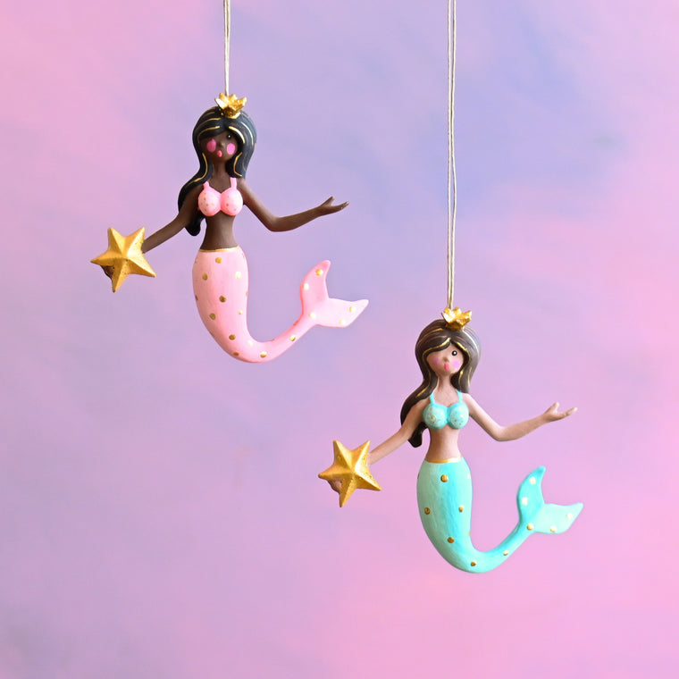 Black & Brown Mermaid Ornaments