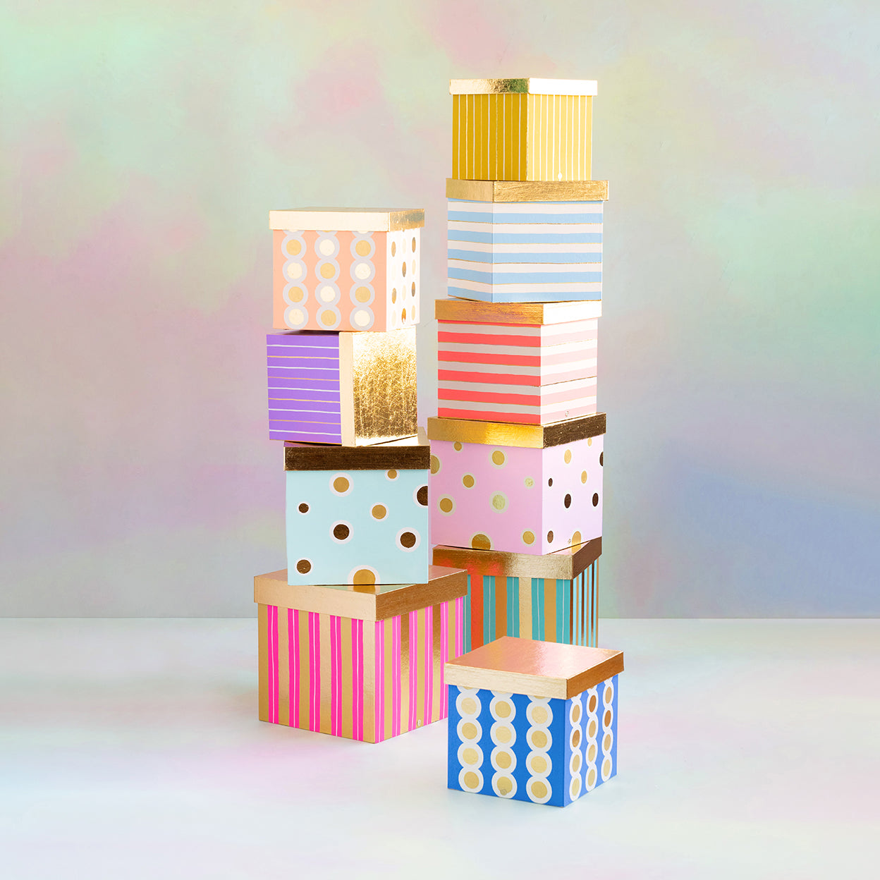 Rainbow Gilded Nesting Box, Set of 5 - Glitterville Studios, LLC