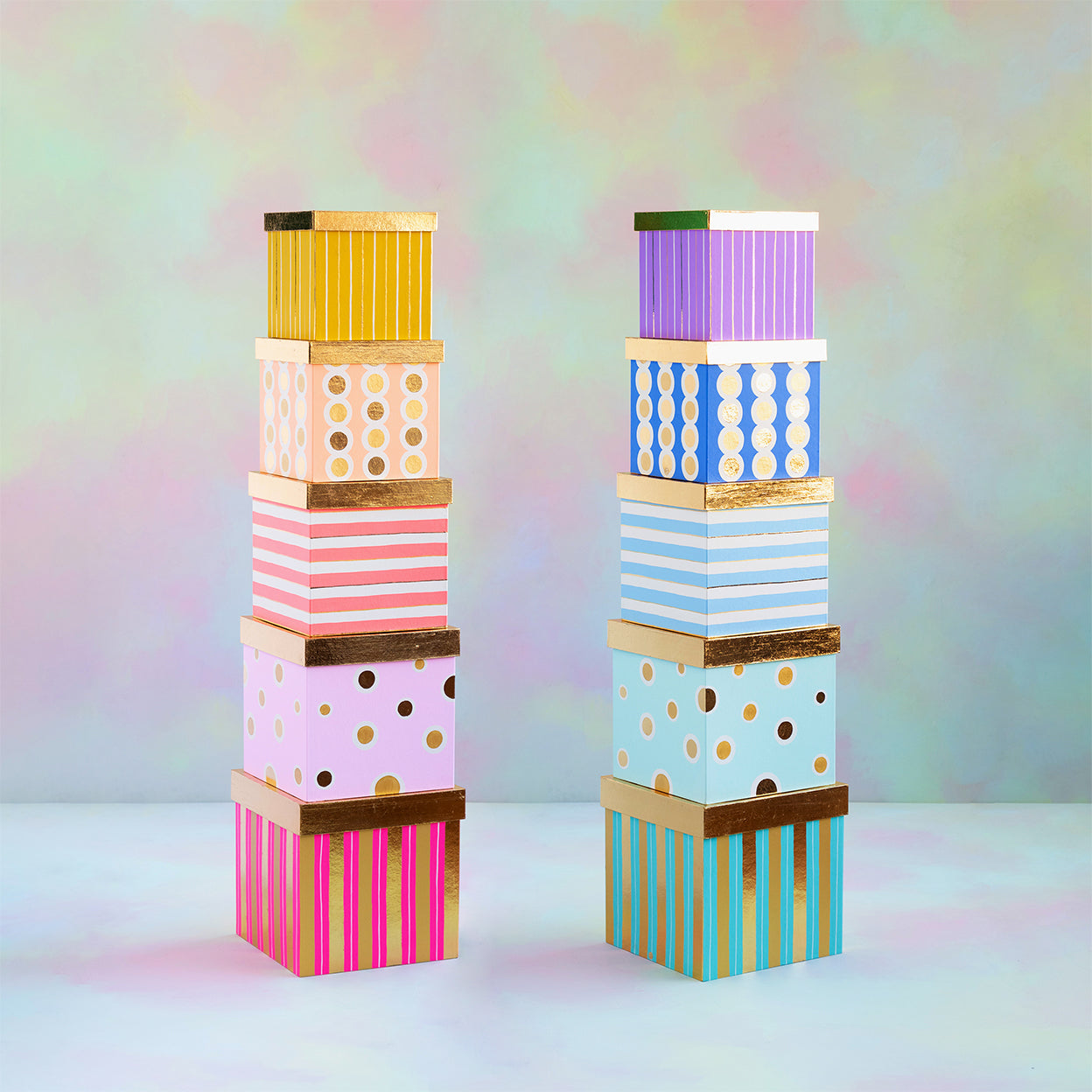 Rainbow Gilded Nesting Box, Set of 5 - Glitterville Studios, LLC