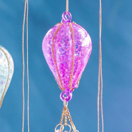Small Rainbow Hot Air Balloon Ornament