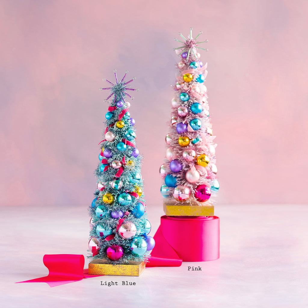 Vintage Pastel Tree with Glass Ornaments