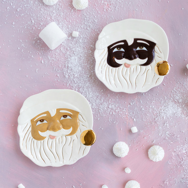 Papa Noel Cookie Plate, Black or Brown