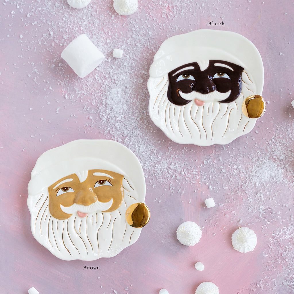 Papa Noel Cookie Plate, Black or Brown